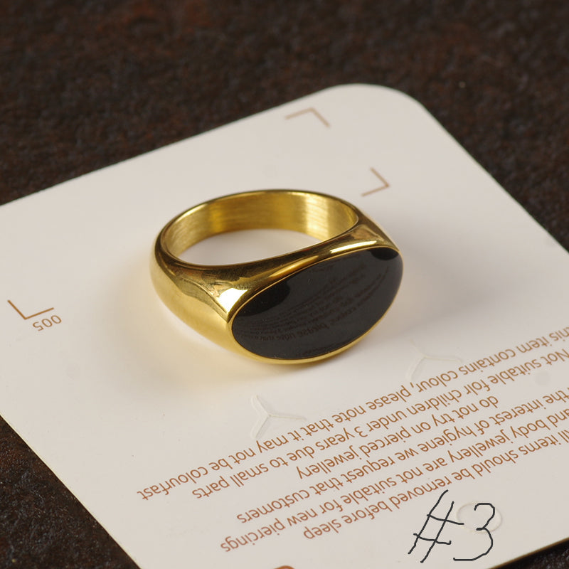 Punk Style Black Enamel Ring