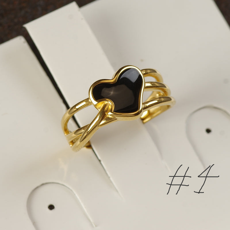 Punk Style Black Enamel Ring