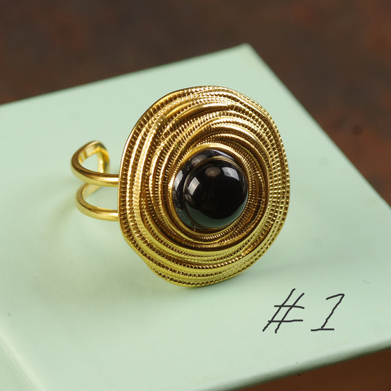 Hollow Enamel Rings - Dark Eye Set