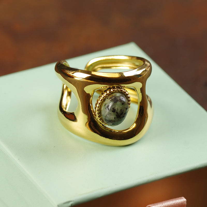 Chunky Gold Gemstone Ring