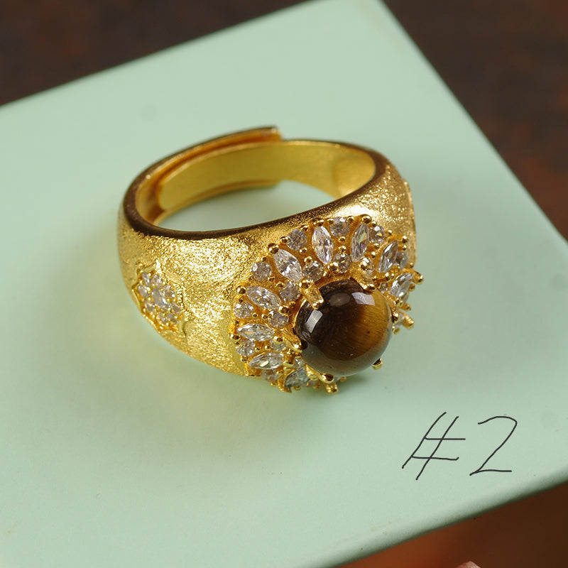 Gold Tiger Eye Stone Rings