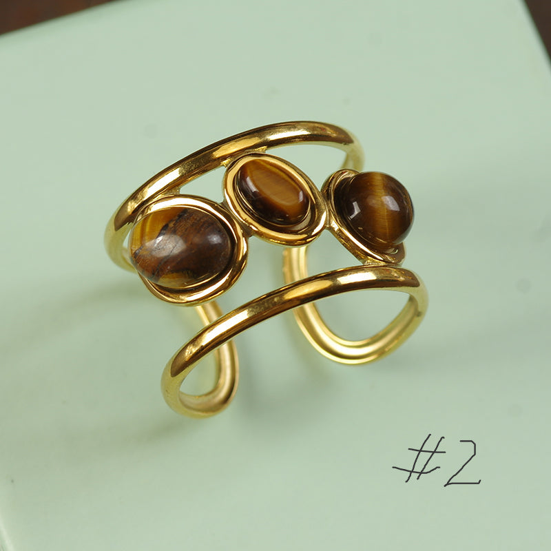 Irregular Tiger Eye Stone Ring