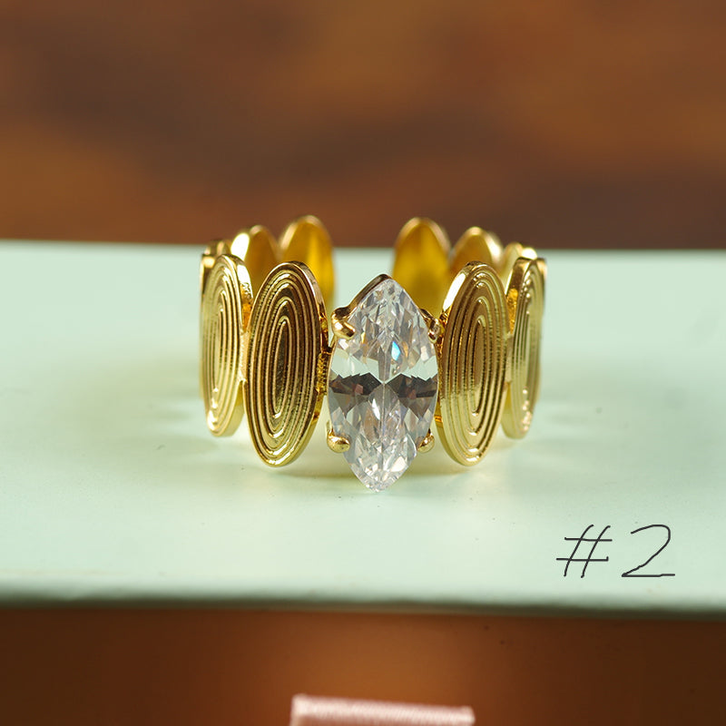 Gold Plating Goth Stone Statement Ring