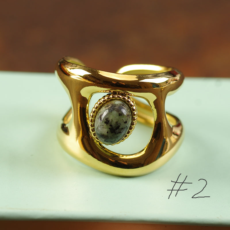Chunky Gold Gemstone Ring