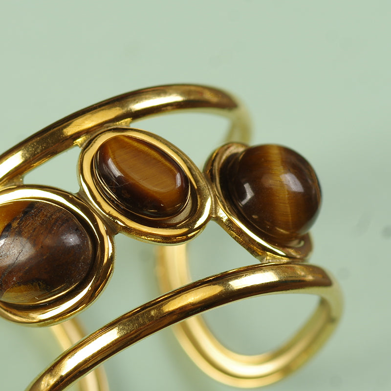 Irregular Tiger Eye Stone Ring
