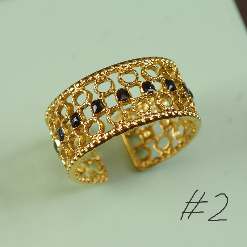 Hollow Enamel Rings - Dark Eye Set