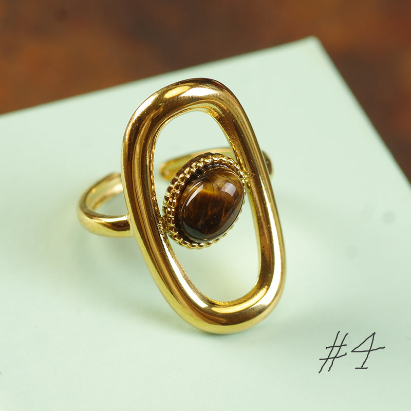 Irregular Tiger Eye Stone Ring