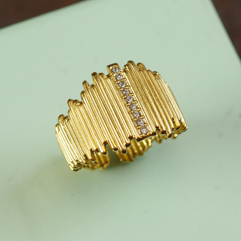 Gold Plating Goth Stone Statement Ring