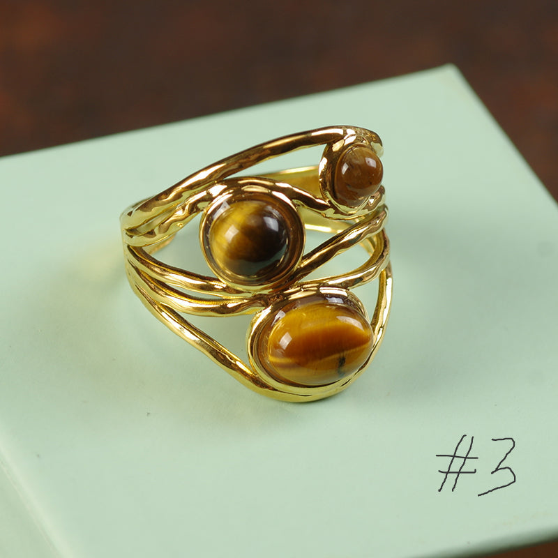 Irregular Tiger Eye Stone Ring