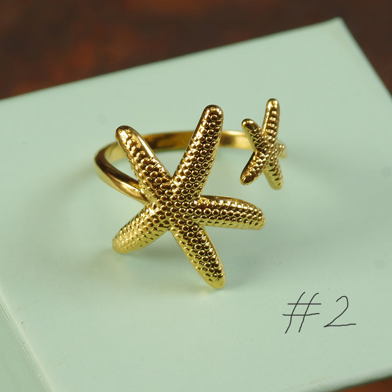 Gold Minimalism Ring - Heart/SeaStar
