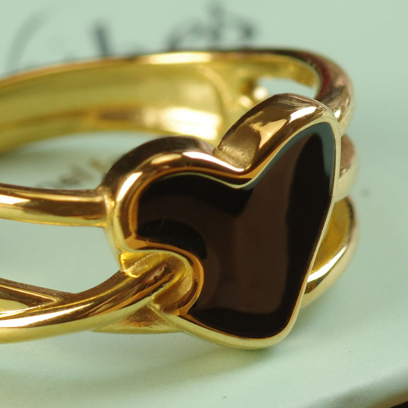 Punk Style Black Enamel Ring