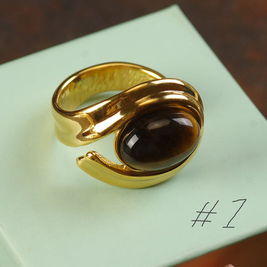 Gold Tiger Eye Stone Rings
