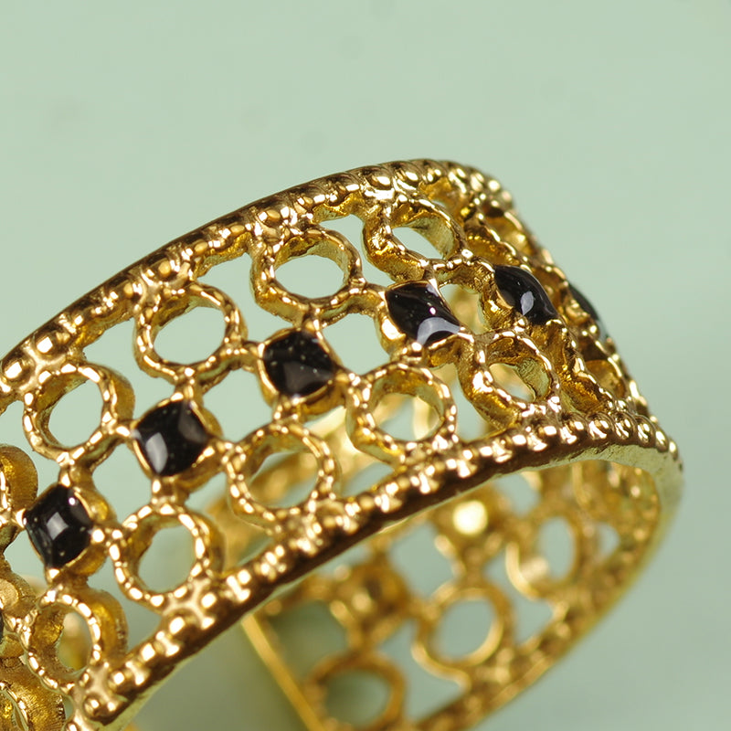 Hollow Enamel Rings - Dark Eye Set