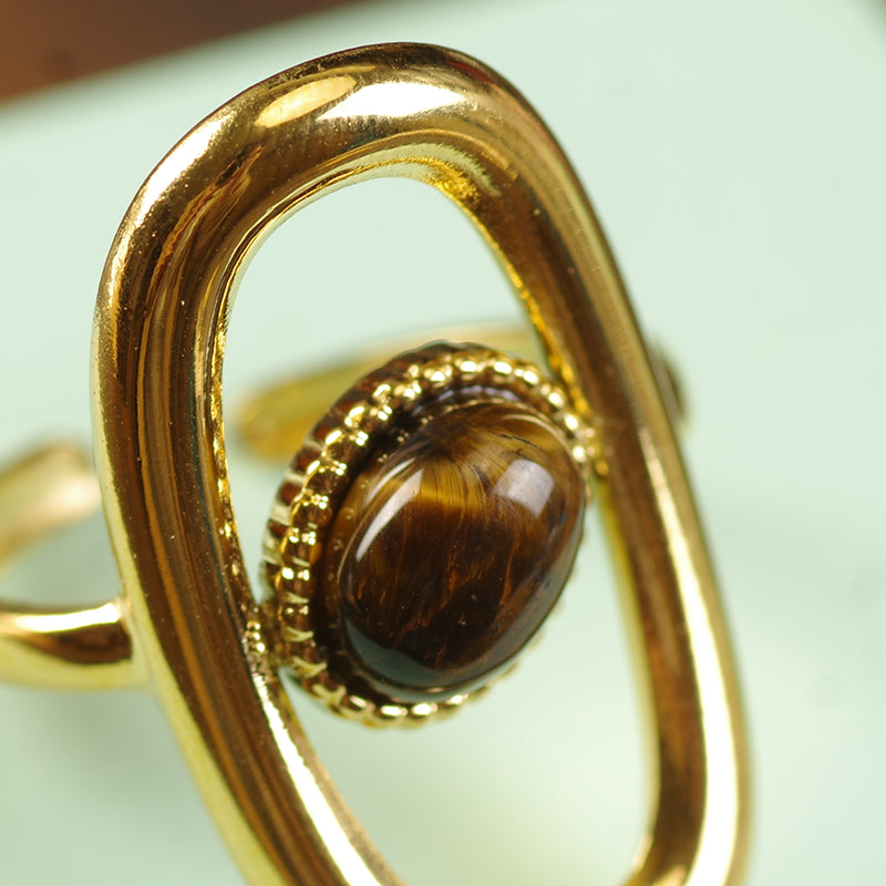 Irregular Tiger Eye Stone Ring