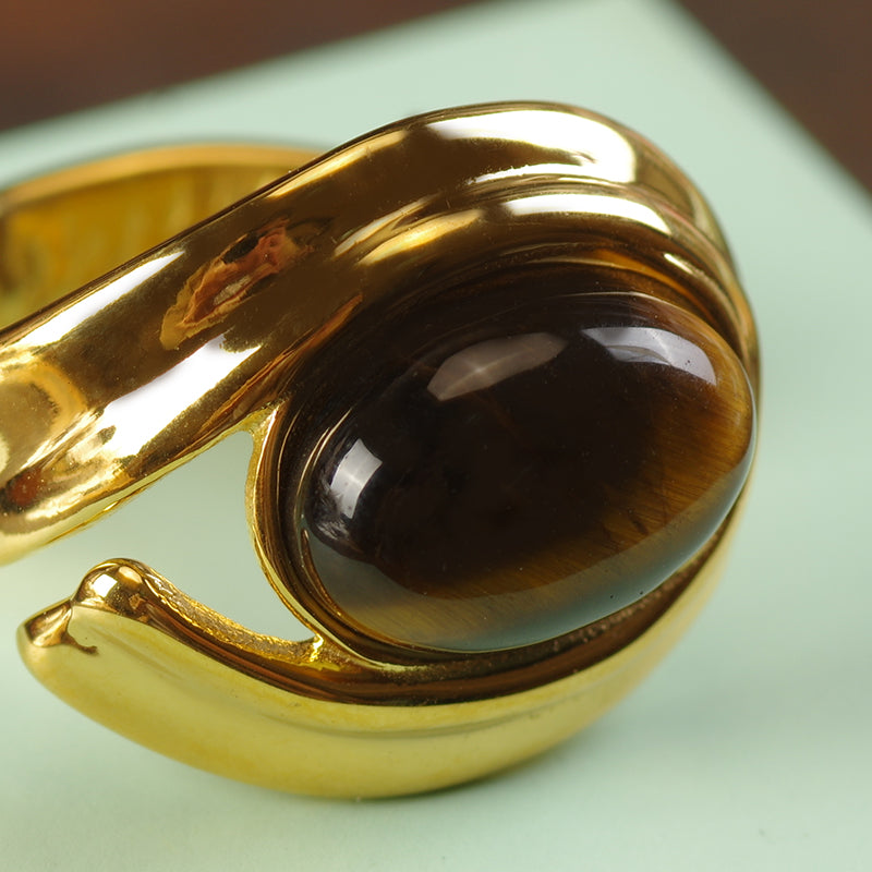 Gold Tiger Eye Stone Rings