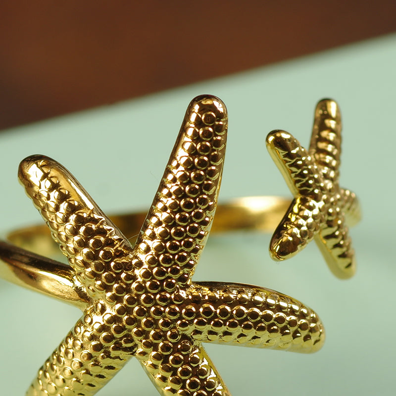 Gold Minimalism Ring - Heart/SeaStar