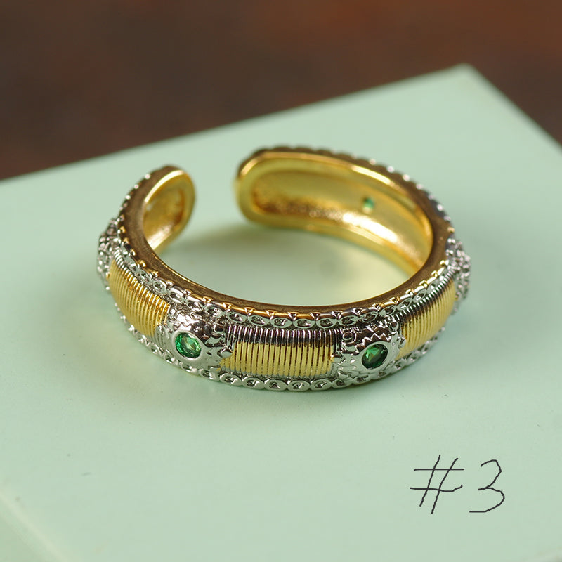Bague en pierre de malachite plaquée or
