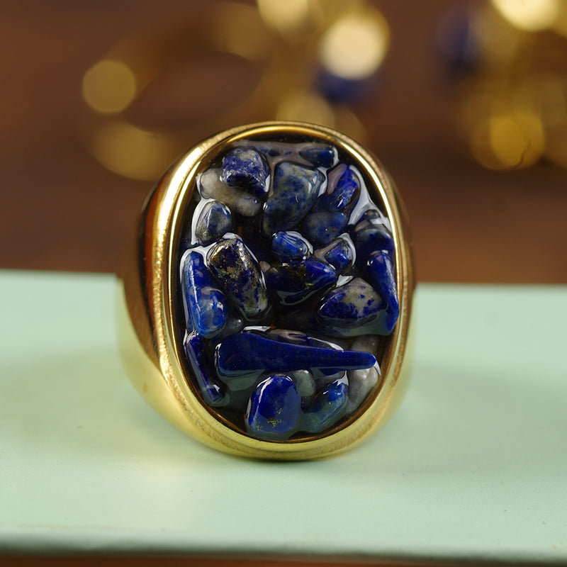 Irregular Lapis Lazuili Stone Ring