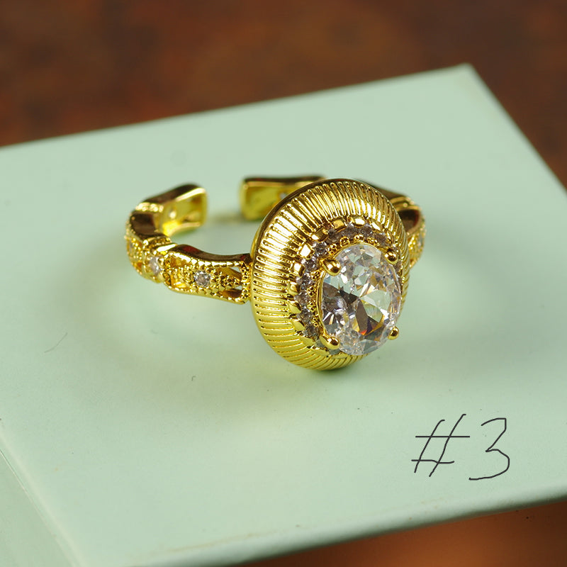Gold Plating Goth Stone Statement Ring
