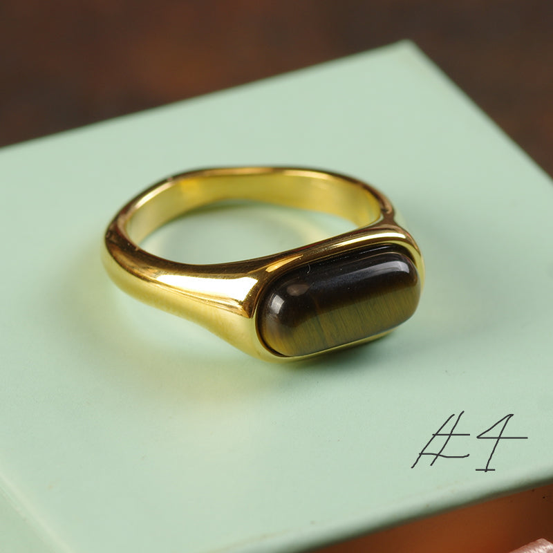 Gold Tiger Eye Stone Rings