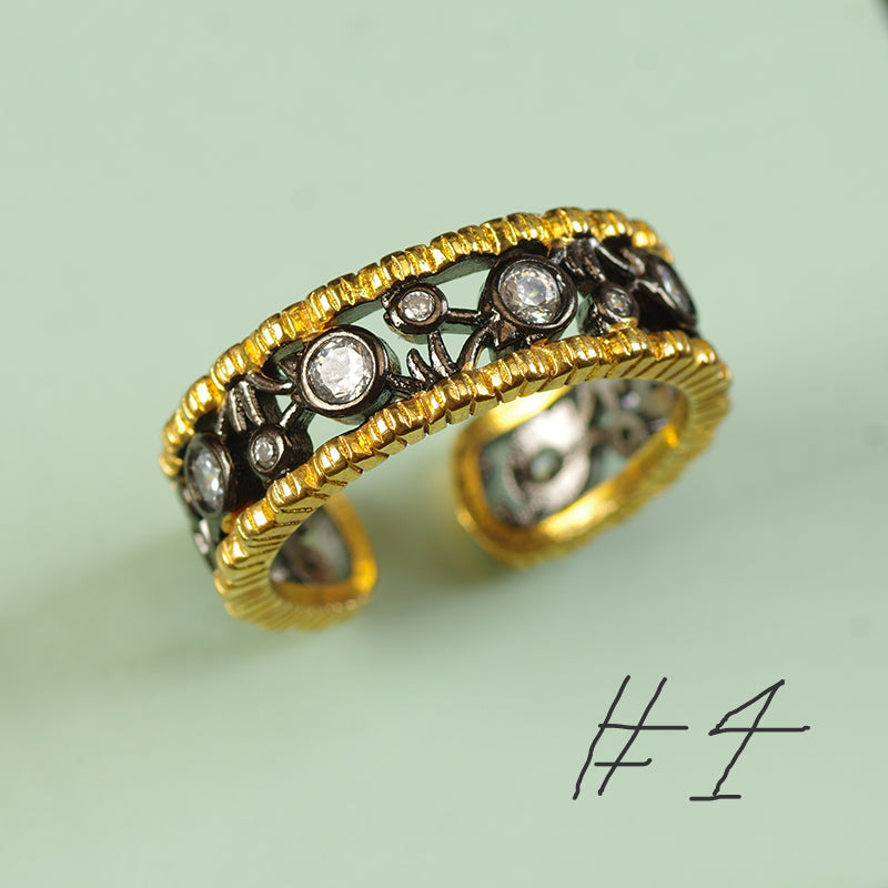 Hollow Enamel Rings - Dark Eye Set