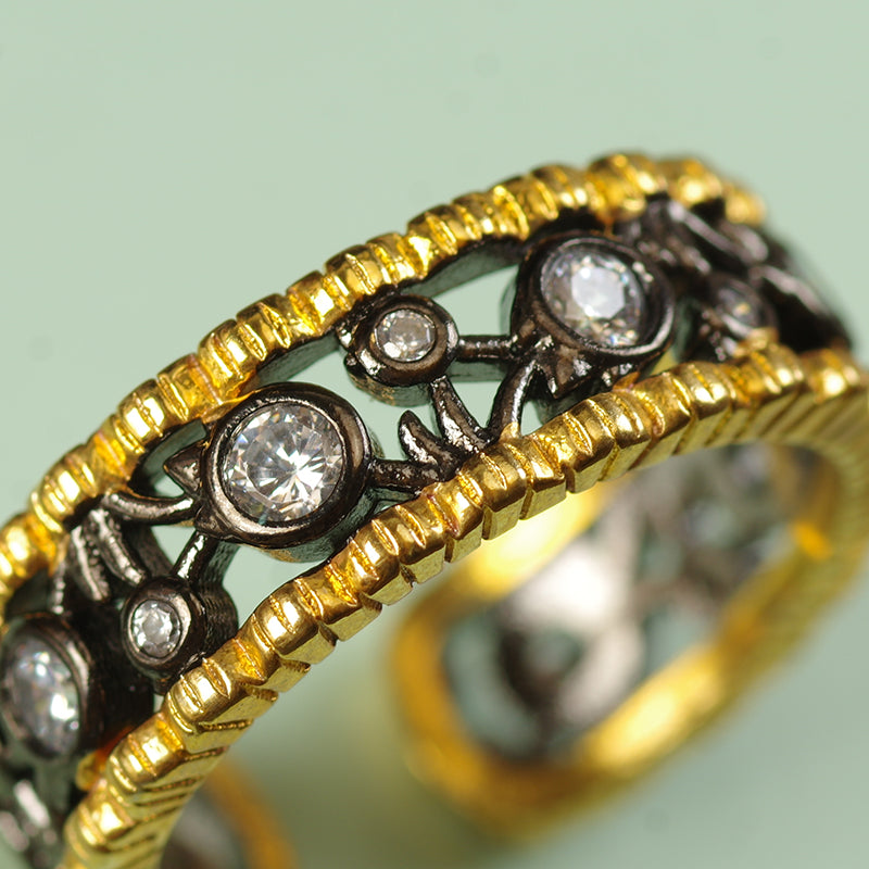 Hollow Enamel Rings - Dark Eye Set