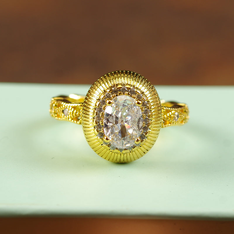 Gold Plating Goth Stone Statement Ring
