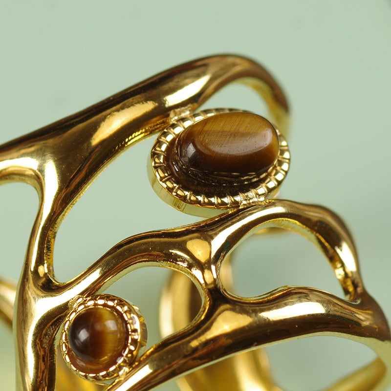Irregular Tiger Eye Stone Ring