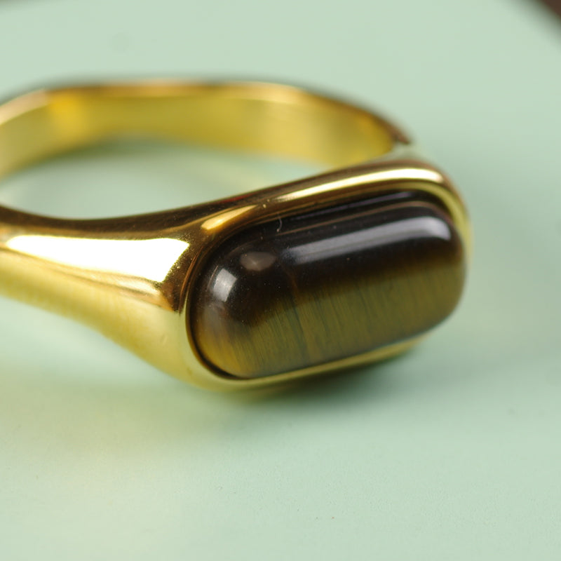 Gold Tiger Eye Stone Rings