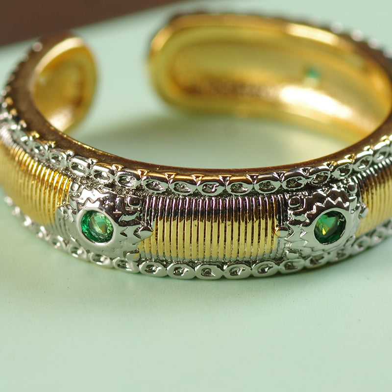 Bague en pierre de malachite plaquée or