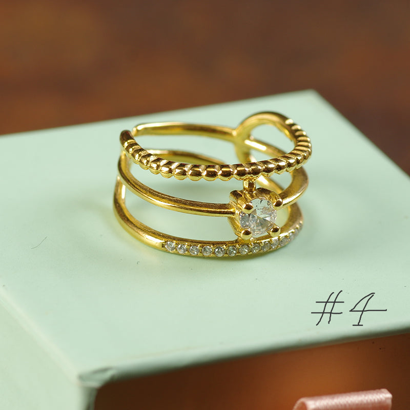 Gold Plating Goth Stone Statement Ring