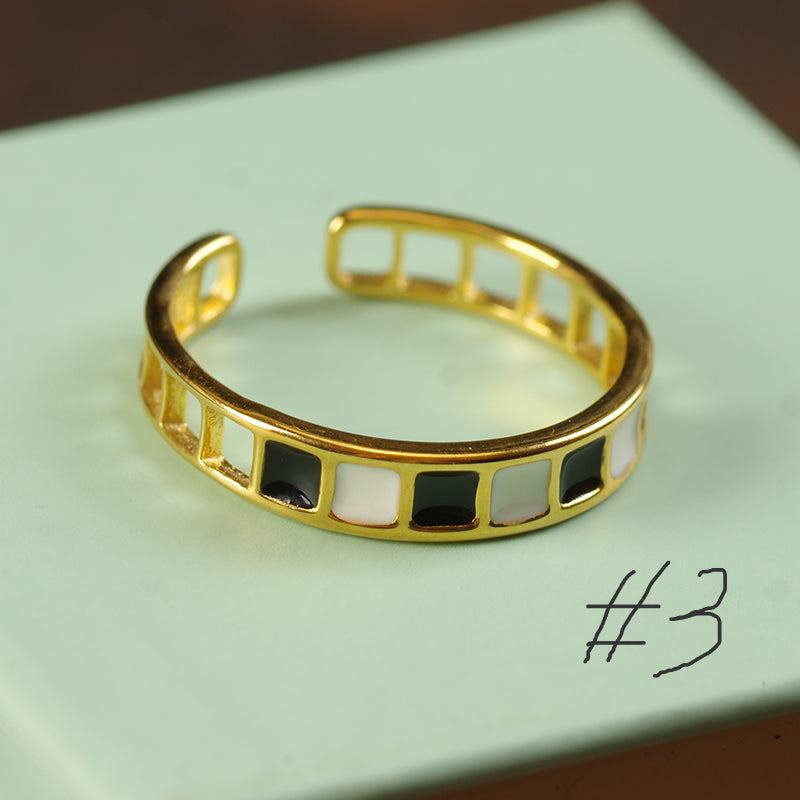 Hollow Enamel Rings - Dark Eye Set