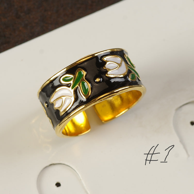 Punk Style Black Enamel Ring