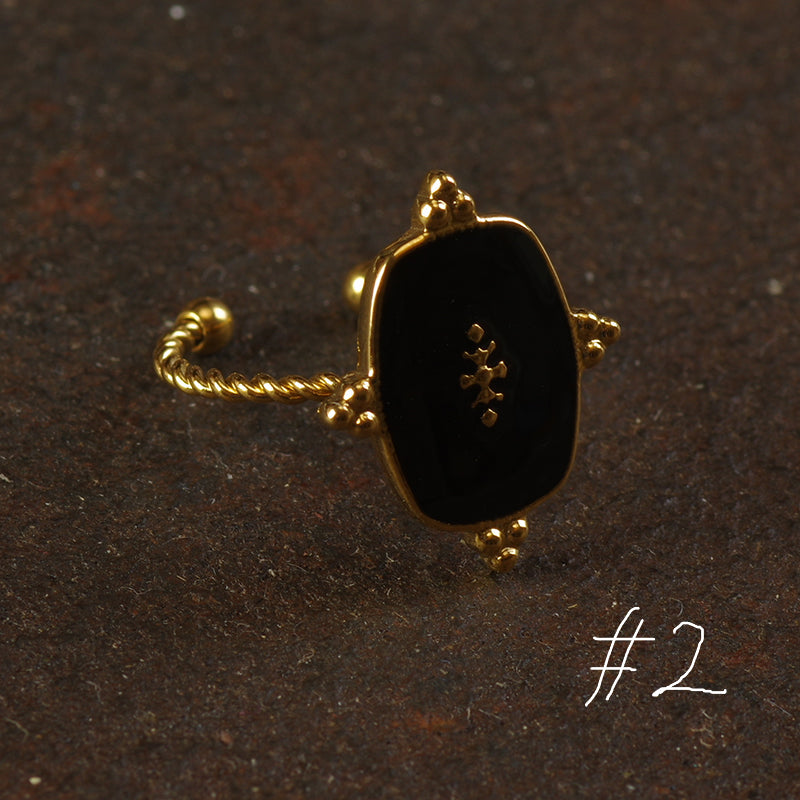 Punk Style Black Enamel Ring