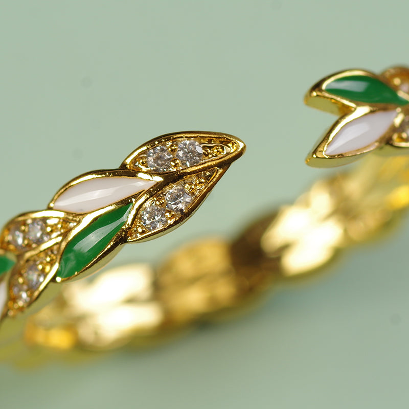 Bague en pierre de malachite plaquée or