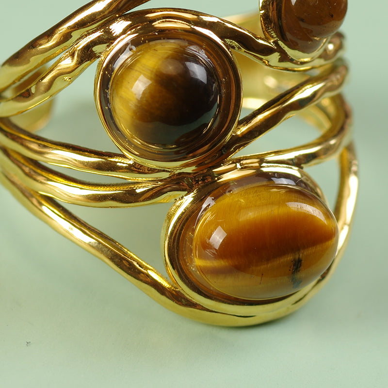 Irregular Tiger Eye Stone Ring
