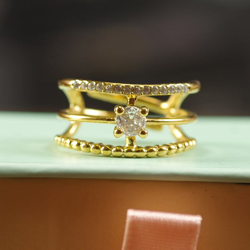 Gold Plating Goth Stone Statement Ring