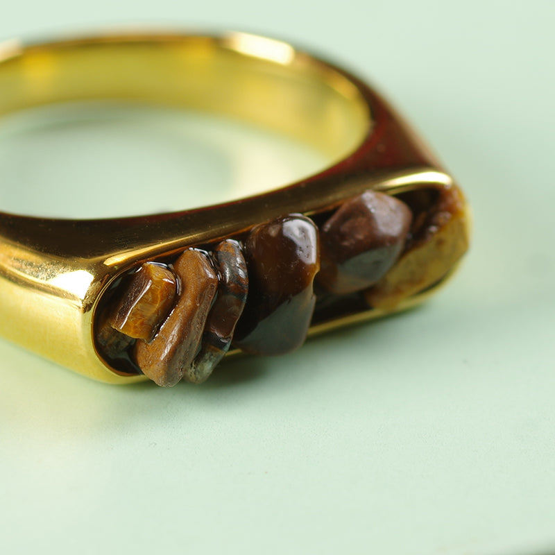 Gold Tiger Eye Stone Rings
