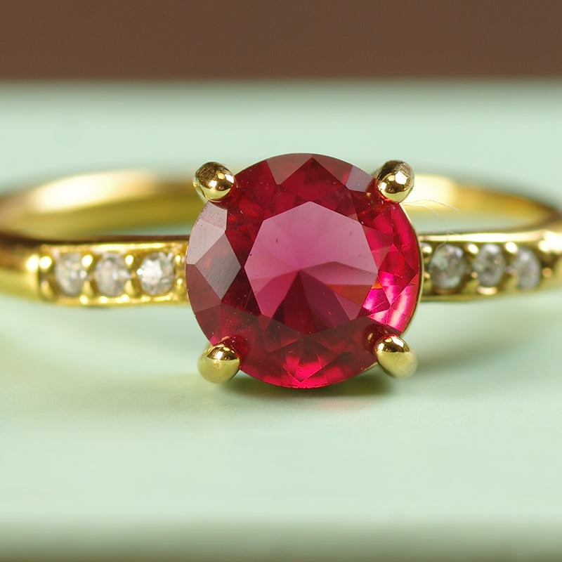 Crystal Red Solitaire Rings