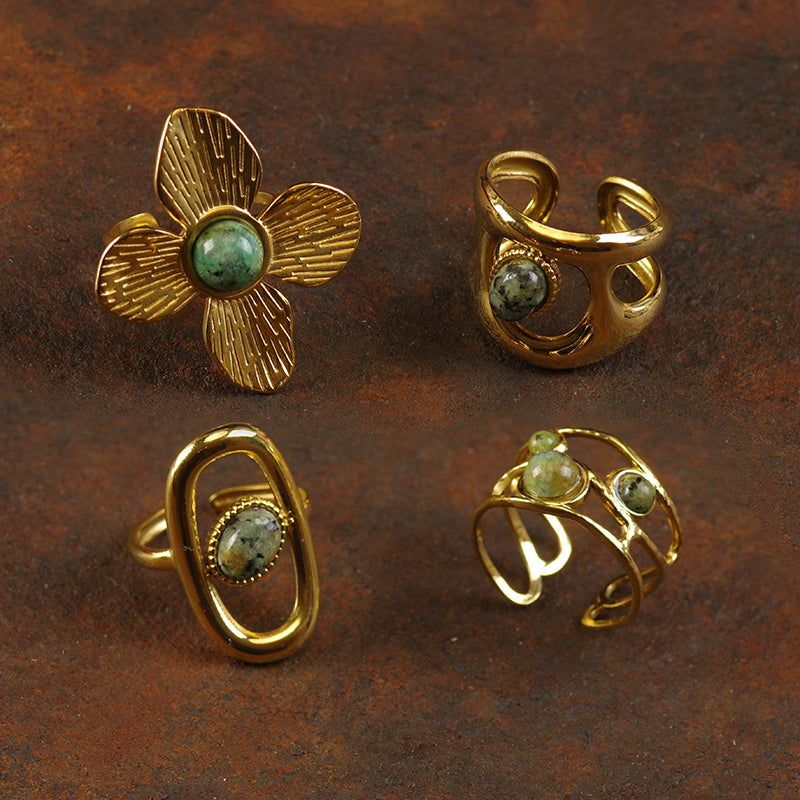 Chunky Gold Gemstone Ring