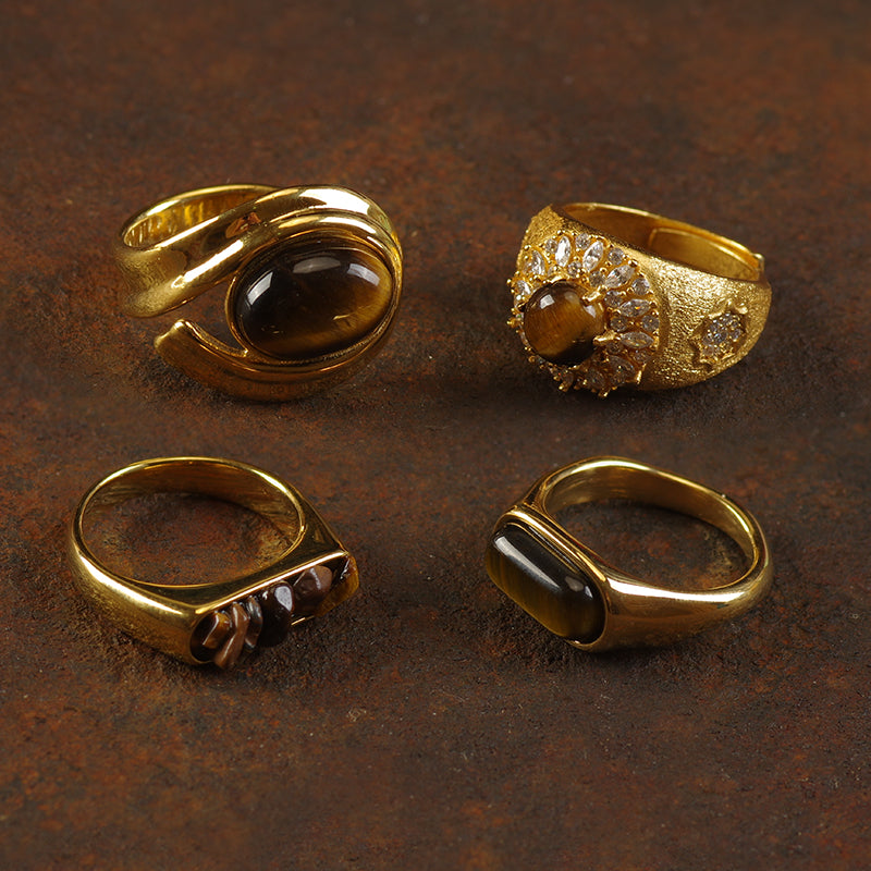 Gold Tiger Eye Stone Rings