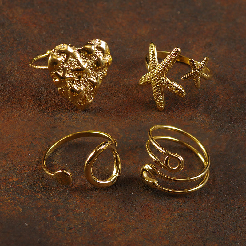 Gold Minimalism Ring - Heart/SeaStar