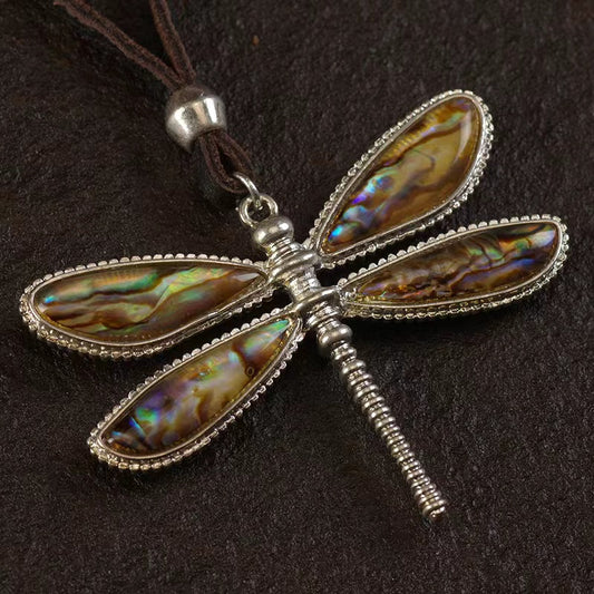 Dragonfly Shell Silver Plated Pendant Necklace