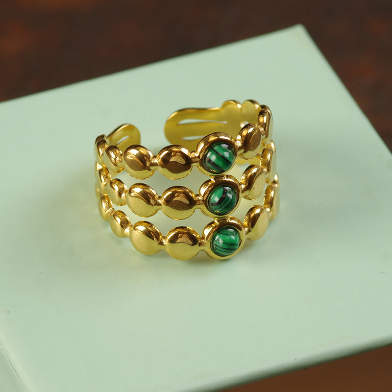 Malachite Stone Gold Ring