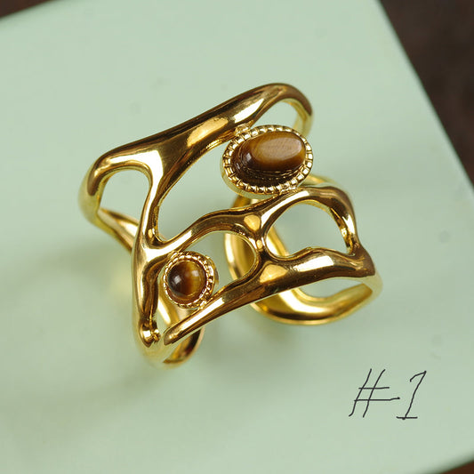 Irregular Tiger Eye Stone Ring