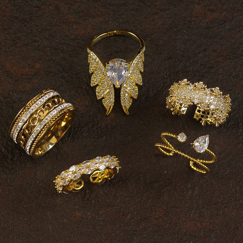 Gold Plated Minimalism Ring - The Wing Set