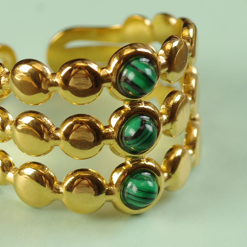 Malachite Stone Gold Ring