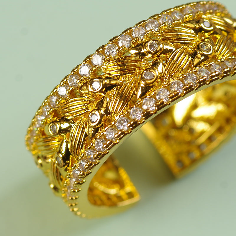Art Deco Chunky Gold Plated Ring
