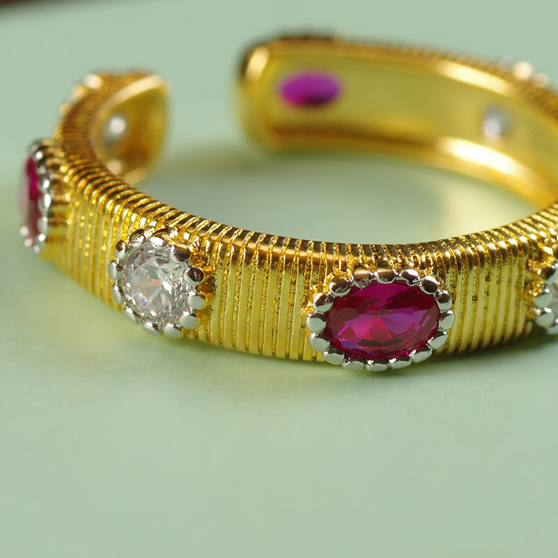 Crystal Red Solitaire Rings