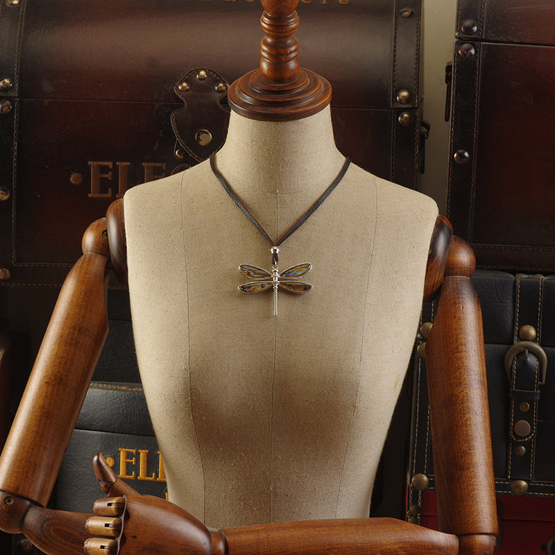 Dragonfly Shell Silver Plated Pendant Necklace